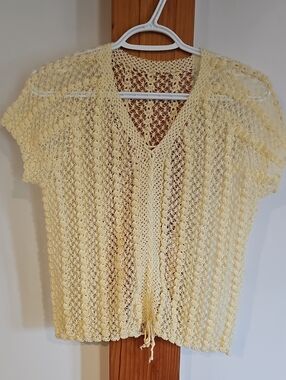 Women's Cream Crochet Swim Cover-Up Top